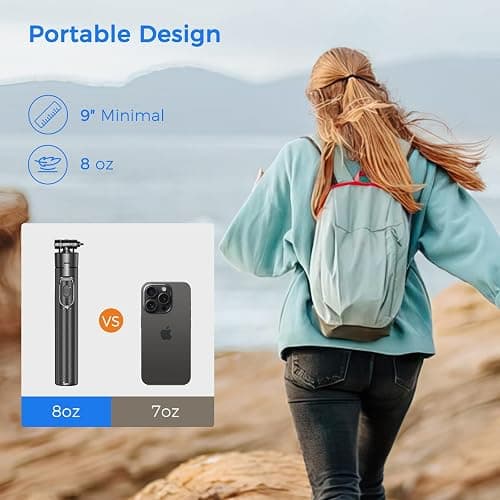 Selfie Stick Tripod for Phone with Remote Control & Holder, 50 Inch, Black | Extendable Selfie Stick Travel for iPhone, iPhone Tripod for Video Recording thumbnail 5