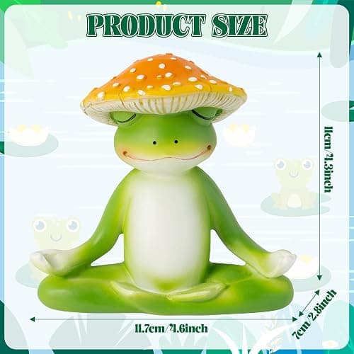 CYjorkbgg Meditation Frog Resin Statue - Yoga Meditation Frog Statue for Desk Living Room Resin Figurine for Home Patio Office Decoration Cute Plant Statues for Tabletop Garden Office Backyard Decor thumbnail 3