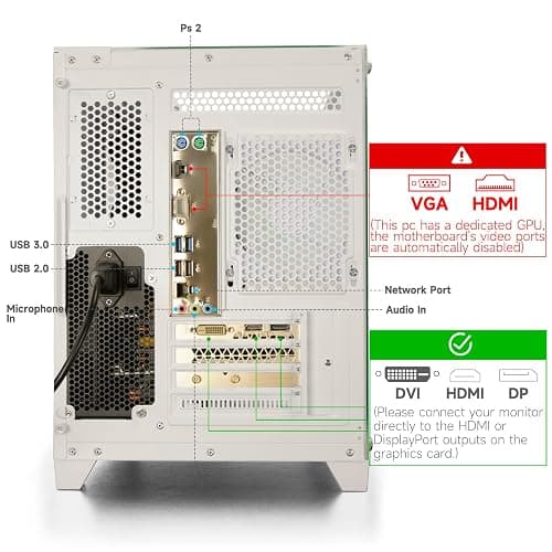 WIWB Prebuilt Gaming PC Desktop | Ryzen 5 6Cores 3.6G Up to 4.1G | RX 560 4G Graphics Card | 16G DDR4 RAM | 512G SSD | Wi-Fi 6 | Tower Computer White thumbnail 4
