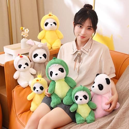 CASAGOOD Cute Stuffed Panda Animal Cosplay as Pink Dinosaur Plush Toy in Costume - Soft Plushies for Kids 12 Inch thumbnail 9