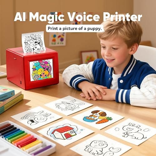 JUMP HERO Smart AI Voice Sticker Maker Machine,Mini Sticker Printer for Kids, Inkless Portable Thermal Sticker Printer Box with Photo Printing, DIY Label Maker for Scrapbooking, Crafts, Gift Wrapping thumbnail 2