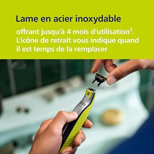 Philips OneBlade 360 Authentique Visage + Corps - Tondeuse à barbe électrique, tondeuse corps et rasoir avec technologie de lame 360, 2 lames 360, 4 sabots barbe de 3 jours, 1 kit Corps, QP2834/31 thumbnail 6