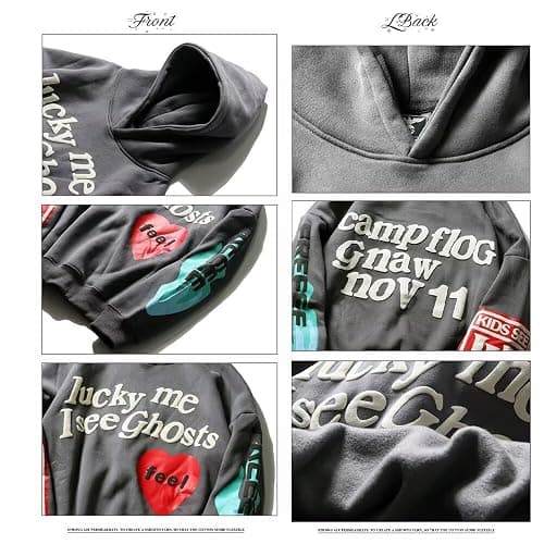 Unisex Trendy Men's Lucky Me Generic Ghosts Sweatshirts Hip Hop Mens Pullover Hoodie Fashion Sweatshirt thumbnail 5