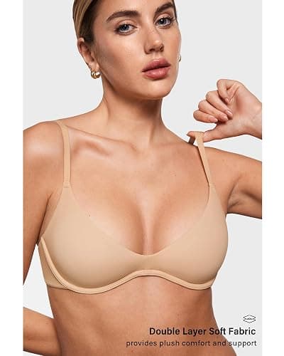 INLYRIC Womens Unlined Balconette Bra Plunge Underwire | Ultra-soft, Unpadded, Demi, T-Shirt Bra, Sexy, Adjustable Straps, Hook-and-Eye thumbnail 2