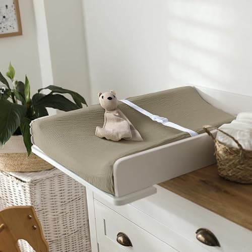 lulumoon Baby Changing Pad Cover: Muslin Diaper Changing Table Pad Cover - Changing Pad Sheets for Girls Boys (Olive+Cream) - Olive&cream thumbnail 5