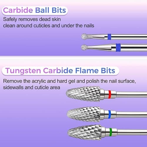 Fantexy 10 Pieces Ceramic Nail Drill Bits, 3/32 Inch | Professional Acrylic Nail Bit Set, Nail File Bits, Electric Manicure Machine, Home Salon Use thumbnail 7