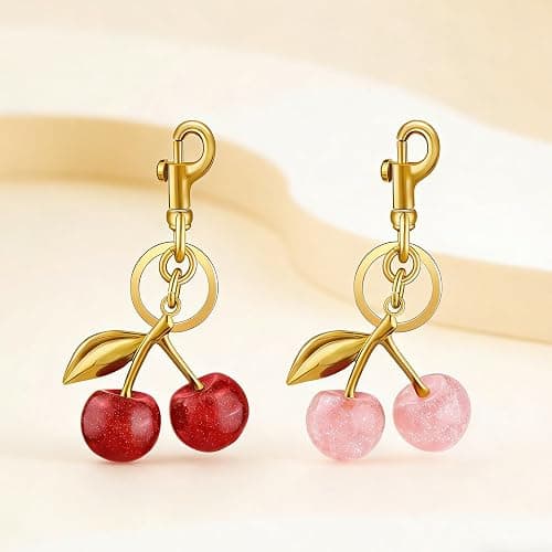 Trofinae 2 PACK Keychain Cherry Bag Charms Purse, Cherry Charm For Purse Key Chain Women Cute - Car keyrings leather handbags, Purse Charms For Handbags Valentines Day Gifts (1, Red+Pink) thumbnail 7