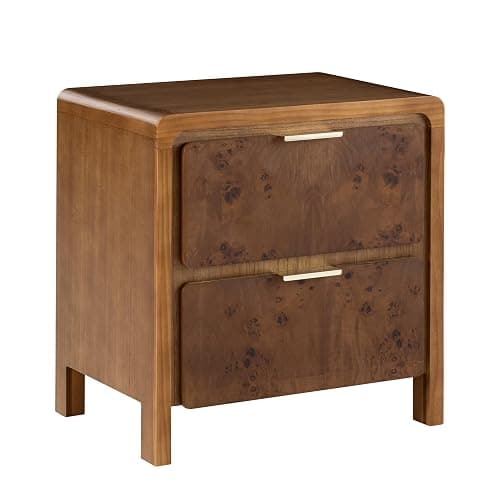 COZAYH Farmhouse Nightstand with 2 Drawer, Distressed Wood Rustic Accent Bedside Table, Burl Finish Side Table for Bedroom, Entryway, Fully Assembled, Brown thumbnail 9