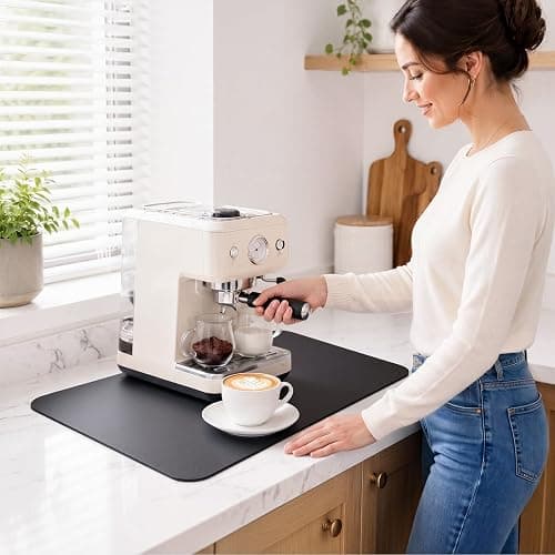 Coffee Mat Super Absorbent Dish Drying Mat Coffee Bar Mat 12"x 19", Black | Match with Coffee Machine Accessories Large Drying Mats for Kitchen Counter thumbnail 8