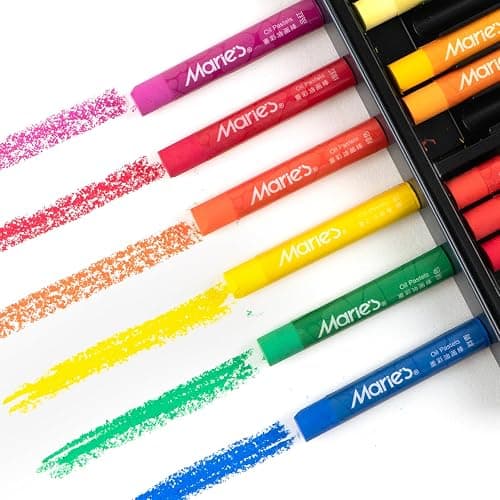 Marie's 48 Colors Oil Pastels with 4 Bonus White Pencils in Tin Box,Vibrant Colors for Smooth Blending & Layering, Oil Pastels for Artists, Students, Teachers & Beginners (10x70mm) thumbnail 5