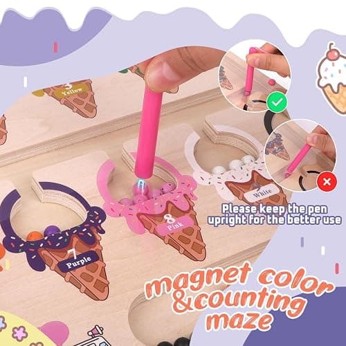 Montessori Magnetic Color and Number Maze Toy for Toddler Girls, Fine Motor Skills Board, Learning and Educational Birthday Gifts for Kids Girls 3-5 Years Old thumbnail 5