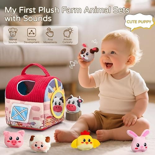Vanvimen Baby Girl Toys 6-12 Months, Surprise Barn with 12 PCS Stuffed Farm Animals, Montessori Sensory Developmental Learning Toys for 6-12 Months, Ideals 6 7 8 9 Month Old Baby Boy Girl Gifts Toy thumbnail 4