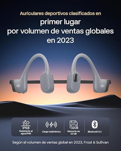 SHOKZ OpenSwim Pro Auriculares Conducción Ósea Natación, Inalámbricos Bluetooth 5.4 Open-Ear Deportivos, Impermeables IP68, 32GB MP3, Carga Inalámbrica, Mics. Cancelación Ruido, 9H de Autonomía, Gris thumbnail 2