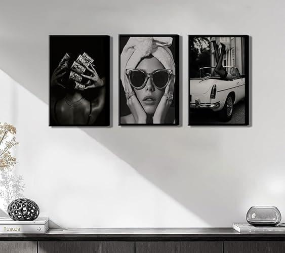 Fashion Woman Wall Art Black and White Trend Wall Decor Sexy Luxury Posters Prints Modern Paintings Pictures Artwork for Bathroom Gallery Home Decoration 16x24in Unframed thumbnail 7
