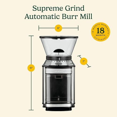 Cuisinart Coffee Grinder, Electric One-Touch Automatic Burr Coffee Grinder with 18-Position Grind Selector, Cup Size Selector for 4 – 18 Cups, DBM-8P1, Black Stainless thumbnail 3