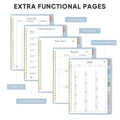 2026 Christian Planner, Bible Planner & Prayer Journal A5 Spiral Bound, Weekly & Monthly Faith Planning for Women & Men (Blue) thumbnail 6