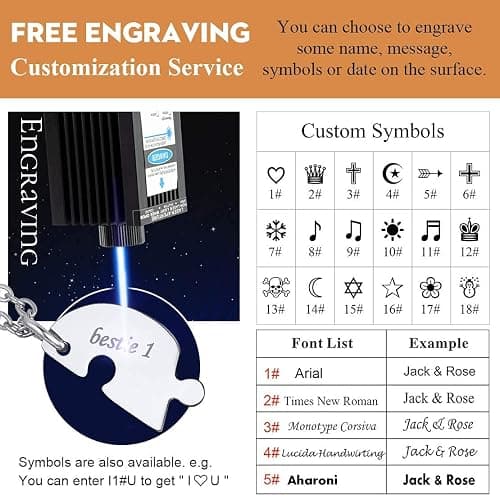 FindChic Personalized Matching BFF Necklace for 2/3/4/5/6 Puzzle Name Heart Pendant Stainless Steel Couple Necklace Set Customized Necklaces for Teen Girls thumbnail 7