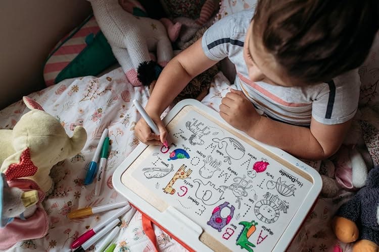 HeyDoodle Into The Wild Mini – Reusable Silicone Alphabet Coloring Mat for Toddlers and Kids – Educational Animal Activity Pad with 3 Dry Erase Markers – Mess-Free Travel Toy – Ages 3-7 thumbnail 3