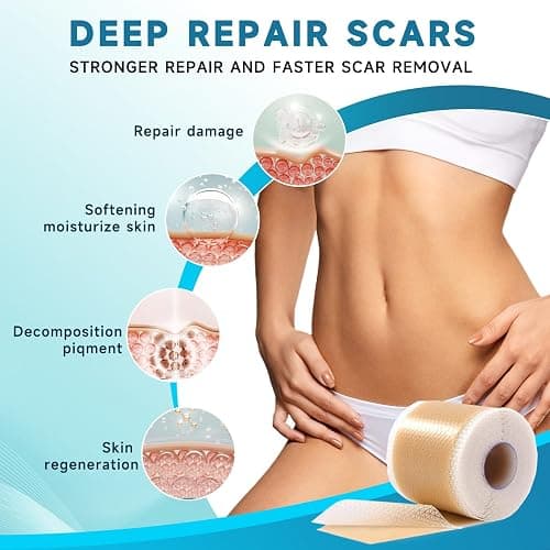 Silicone Scar Sheets, Silicone Scar Tape(1.6”x 60” Roll-1.5M), Silicone Scar Strips, Professional Scar Removal Sheets for Surgical Scars, Keloid, C-Section, Burn et thumbnail 2