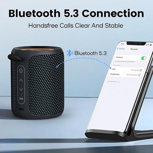 Bluetooth Speaker Wireless,IP67 Waterproof & Dustproof Portable Speaker with Lights,15W Loud Stereo Sound, 2500mAh Battery All Day Playtime, TWS Pairing, BT5.3, Home/Party/Outdoor/Beach (Blue Black) thumbnail 4