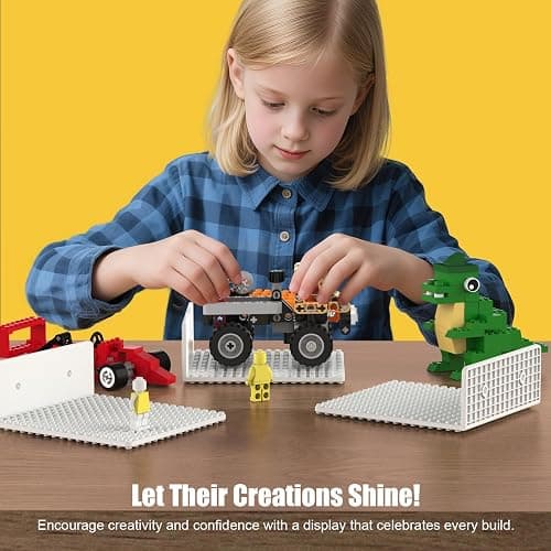 BlissBox 6-Pack Floating Shelves for Wall Compatible with Lego Building Bricks, 5x5.5inch Dual‑Sided 16x17 Studs for Toy Brick Storage and Display, ABS Display Shelves for Room Decor, White thumbnail 6