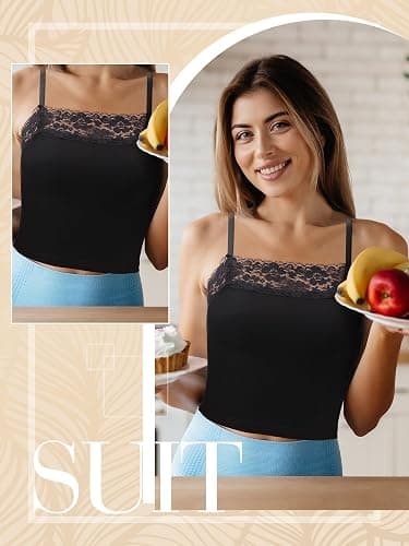 Bencailor 6 Pcs Women's Lace Camisole Spaghetti Strap Bralettes Crop Tops Half Cami Bandeau Tank thumbnail 4
