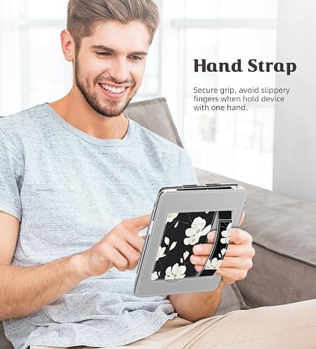 MoKo Case for 6.8" Kindle Paperwhite (11th Gen 2021) and Kindle Paperwhite Signature Edition, Slim PU Shell Cover Case with Auto-Wake/Sleep for Kindle Paperwhite 2021 E-Reader, Black & White Magnolia thumbnail 7