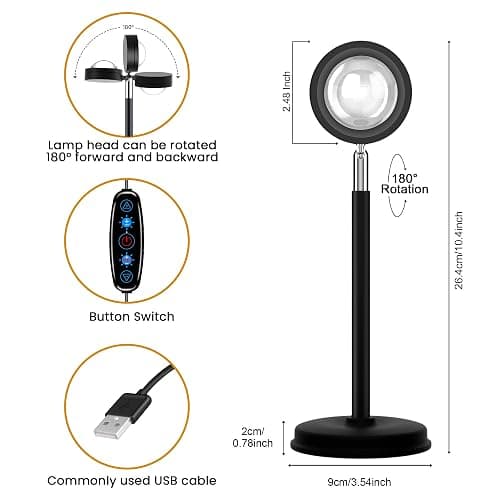 Tsrarey Sunset Lamp Projection, Not Only 21 Colors Sunset Lights, 180 Degree Rotation Led Light, Push Button Switch & APP Control Projector for Party Bedroom Decor thumbnail 5