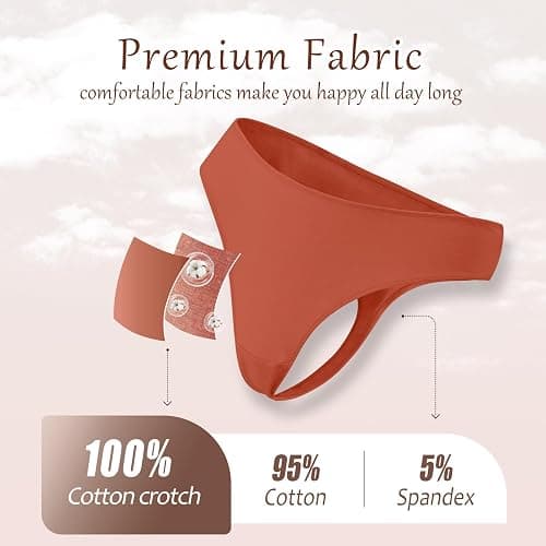 READY TO LOVE Cotton Underwear for Women Pack Breathable Thongs for Women Sexy Stretch Soft Womens Panties Thong XS-XL thumbnail 6