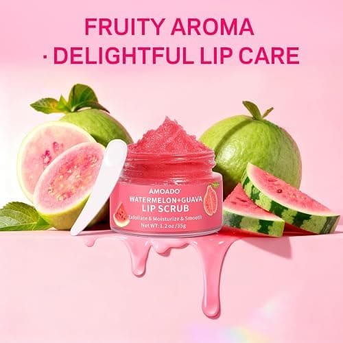 AMOADO Sugar Lip Scrub for Dark Lips – Exfoliating Lip Scrub for Smooth & Soft Lips with Watermelon & Guava, Lip Exfoliator & Moisturizer for Dry, Chapped Lips, Natural Lip Care, 1.2 oz/35g thumbnail 9
