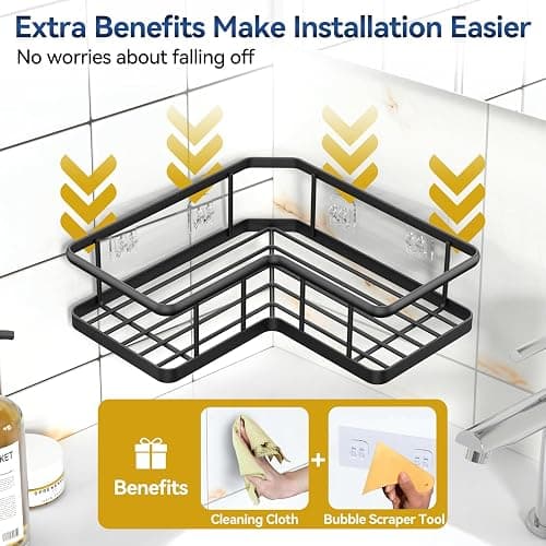 YASONIC Shower Caddy Corner, 5-Pack Shower Caddy Organizer with 4 Removable Hooks and Soap Holder, Rustproof Shower Shelves for No Drilling Large Shower Organizer Corner - Black - Black - 5pack thumbnail 5