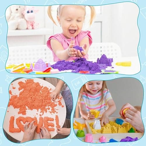 FURWEY 6.6lbs Play Sand,Mixed Packaging of 3-Color Sensory Sand,Suitable for Children to Shaping, Squeezing and Molding thumbnail 7
