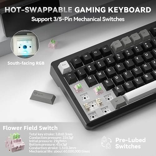LINGBAO K75 Wireless Mechanical Gaming Keyboard 75%, 10000mAh Battery | Tri-Mode Wireless Gaming Keyboard, Rechargeable Mechanical Keyboard, RGB Gasket Hot-Swappable Creamy Switch, Custom Driver thumbnail 6