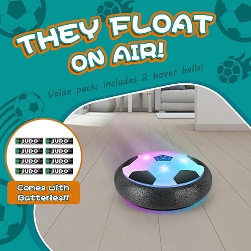 2 Pack Hover Soccer Ball with 8 Pcs Batteries, Air Floating Soccer Toy with LED Lights and Foam Bumper, Indoor Games for Kids 4-8-12, Toys Gifts for 3 4 5 6 7 8 9 Year Old Boys Girls thumbnail 2
