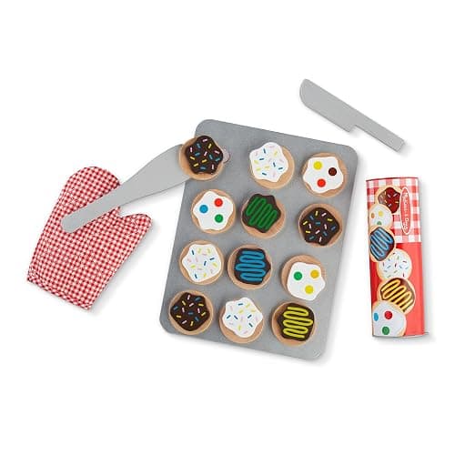 Melissa & Doug Slice and Bake Cookies Wooden Play Food Set With Toppings Pretend Cookies And Baking Sheet, Wooden Play Food Set, Toy Baking For Kids Ages 3+ thumbnail 4