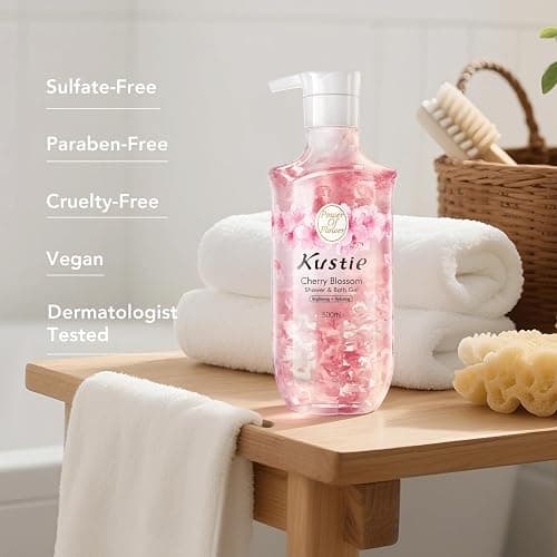 Kustie Cherry Blossom Petal Body Wash with Real Sakura Extract & Niacinamide - Hydrates & Softens Skin with Hyaluronic Acid - Antioxidant-Rich, Free From Parabens, Sulfates & Phthalates, 16.9 Fl Oz thumbnail 7