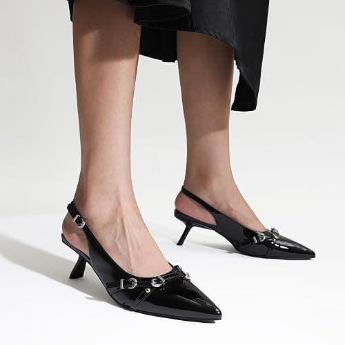 DREAM PAIRS Women's Low Kitten Heels Slingback Closed Pointed Toe Comfortable Dressy Pumps Wedding Party Casual Elegant Dress Shoes thumbnail 7