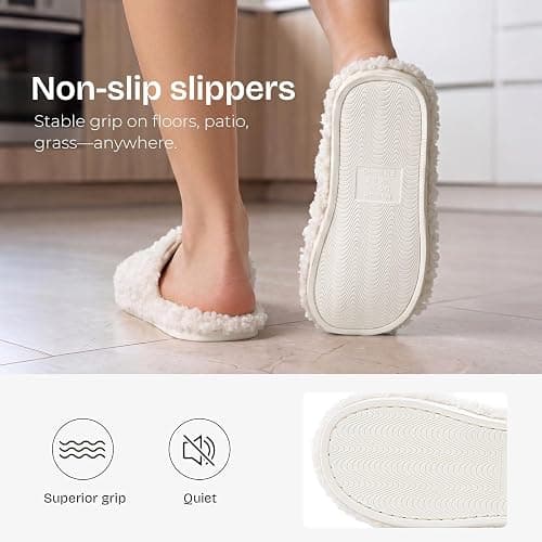 EverFoams Women's Fuzzy Open Toe Slippers Comfy Soft Memory Foam Indoor House Shoes thumbnail 5
