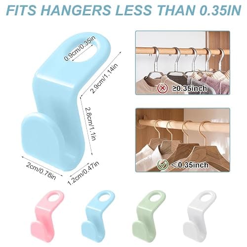 50 PCS Space Saving Hanger - Clothes Connector Hooks, Stacking Space Saver, Plastic Closet Organizers and Storage Extender for Heavy Duty Cascading Connection (White) thumbnail 6