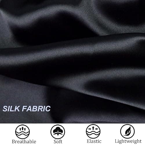 Beutyme Silk Bonnet for Sleeping Satin Bonnets Double Layer Reversible Hair Cap Bonnet for Women Long Curly Braid Hair (Black) thumbnail 3