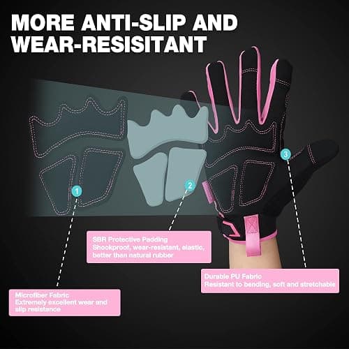 WORKPRO Safety Work Gloves, Mechanic Working Gloves for Men Women, Touch Screen, Terry Fabric, Non-Slip thumbnail 2