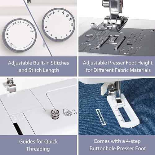 FEIYUE FYe330 Home Sewing Machine with Foot Pedal, Controllable Pedal Speed, 105 Stitch Applications, Powerful Servo Motor, Great for Beginners (White) - FYe330 thumbnail 4