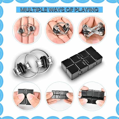 5PC Fidget Toys Adults Set Fidgets for Classroom Must Have Autism Sensory Pack Figette Cube ADHD Special Treasure Prize Tool Stress Relief Desk Cool Gadget for Kid Easter Basket Stuffers for Teen Boys thumbnail 4