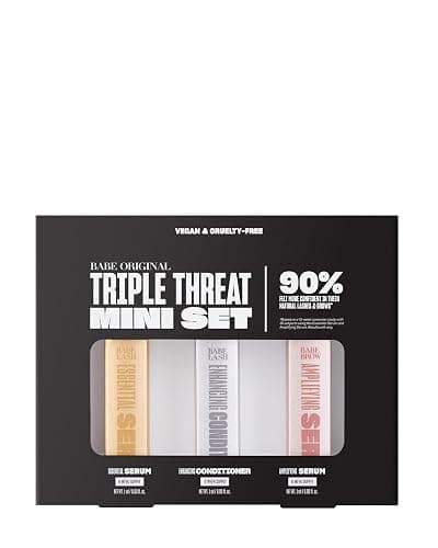 Babe Original Triple Threat Mini Set, Includes Babe Lash Essential Serum & Enhancing Conditioner + Babe Brow Amplifying Serum, 1 mL, 3 Pack thumbnail 2