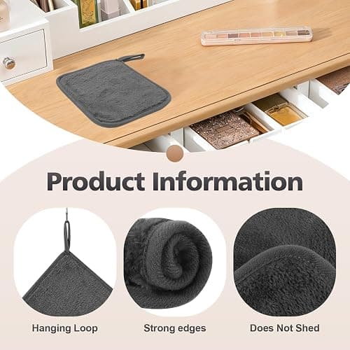 INFICRIME Makeup Remover Cloth, 6 x 6 Inch Ultra Soft and Reusable Microfiber Makeup Remover Towels for All Skin Types, Remove Instantly Dirt with Just Water, 12 Pack, Grey thumbnail 7