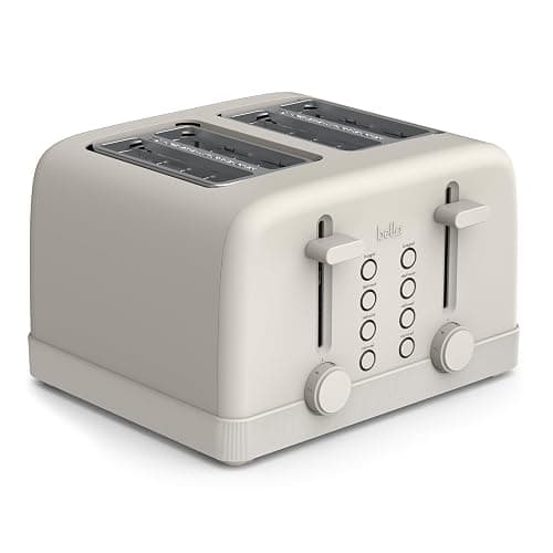 bella 4 Slice Toaster, 6 Setting Shade Control with Reheat & Cancel Buttons, Removable Crumb Tray, Anti Jam & Auto Shutoff, 900 Watt, Oatmilk - Image 1