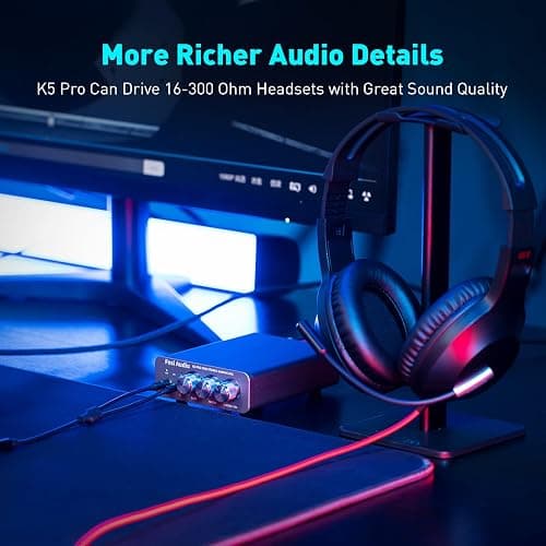 Fosi Audio K5 Pro Gaming DAC Headphone Amplifier Mini Hi-Fi Stereo Digital-to-Analog Audio Converter USB Type C/Optical/Coaxial to RCA/3.5MM AUX for PS5/PC/MAC/Computer thumbnail 9