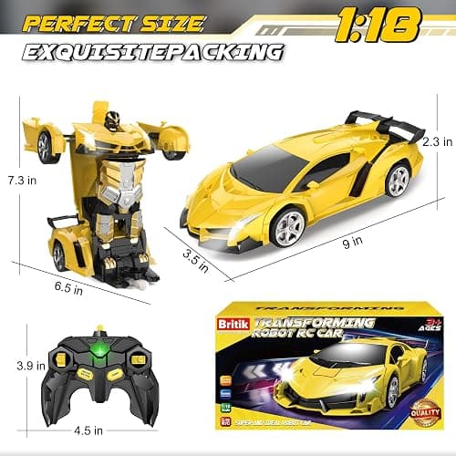 Britik Transform Remote Control Car Toy for Kids 4 5 6 7 8, Remote Control Car for Boys 4-7, Transform Cars for Boys 4-6, Toy Car 5 Year Old Boy, Toys for 3 4 5 6 7 8 9 10 11 12 Years Old Boy thumbnail 2