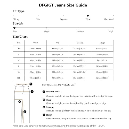DFGIGT Men's Baggy Hip Hop Jeans Wide Leg Skater Denim Pants Casual Loose Fit Long Trousers Streetwear thumbnail 6