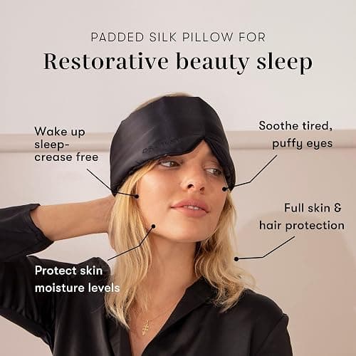 DROWSY Silk Sleep Mask - Face-Hugging, Padded Cocoon for Luxury Sleep in Total Darkness - 100% Pure Mulberry Silk (Black Jade) thumbnail 3